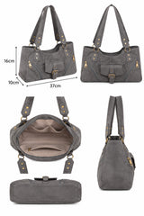 Women’s Suede-Look Shoulder Bag with Buckle Pocket Detail
