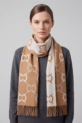 Women’s All-Over Geometric Print Reversible Fringed Scarf