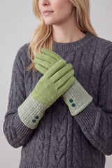 Women’s Faux Suede & Knitted Panel Button Detail Winter Gloves