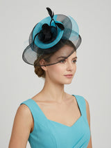 Layered Sinamay Disc Fascinator with Feather Detail