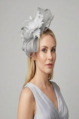 Curly Sinamay Fascinator with Feather Flower