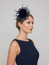 Feather & Mesh Flower Fascinator with clip and hair band
