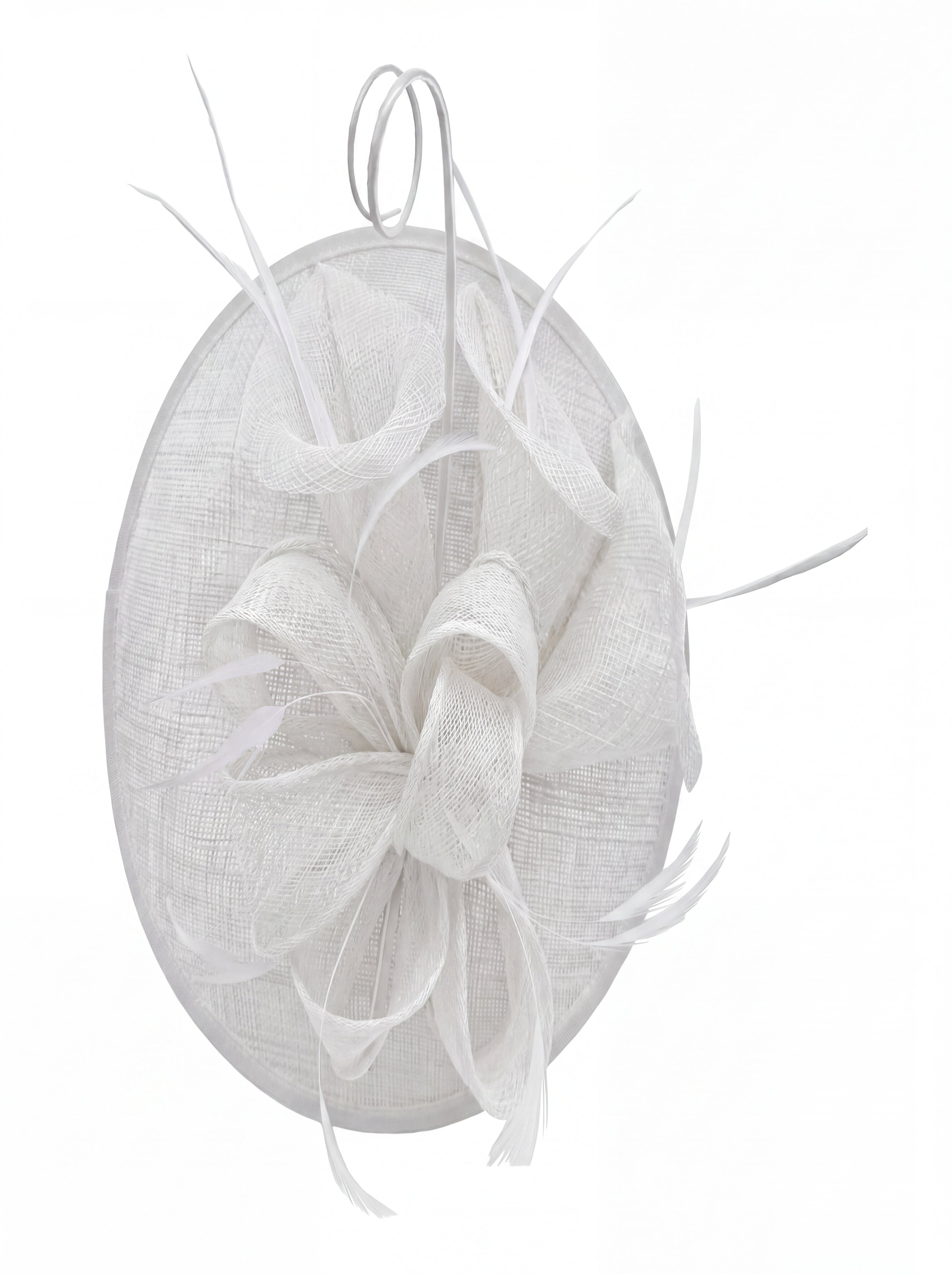 Statement Disc Fascinator with Petunia Flower and Feather Trim