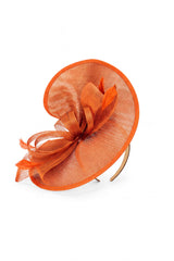 Women’s Oversized Mesh Disc Fascinator Hat with Feather Trim & Loop Bow Headband