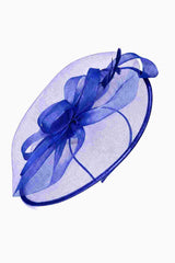 Women’s Mesh Disc Fascinator with Feather Trim, Loop Bow & Headband