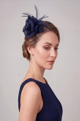 Small Fascinator with Feather Trim – Dual Wear Brooch & Clip