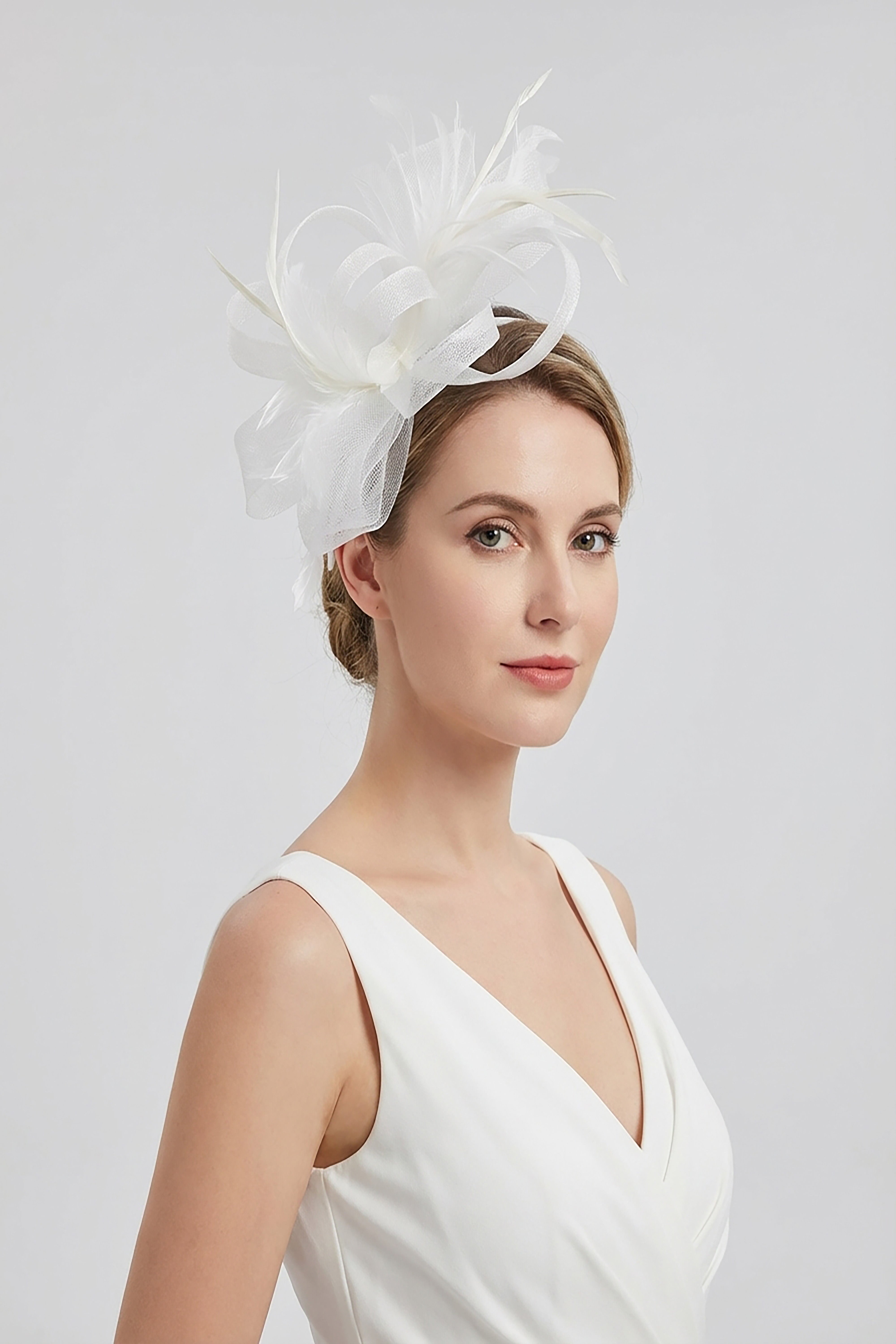 Ladies Loop Bow Feather Fascinator Headband Wedding & Race Day