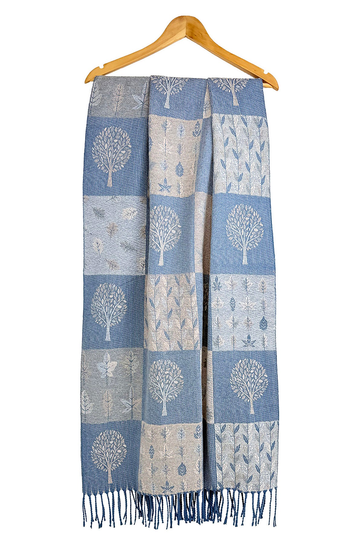 Women's Enchanted Forest Mosaic Scarf with Tassel Fringe