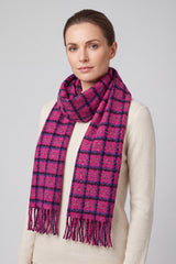 Checked Wool-Blend Scarf with Tassels