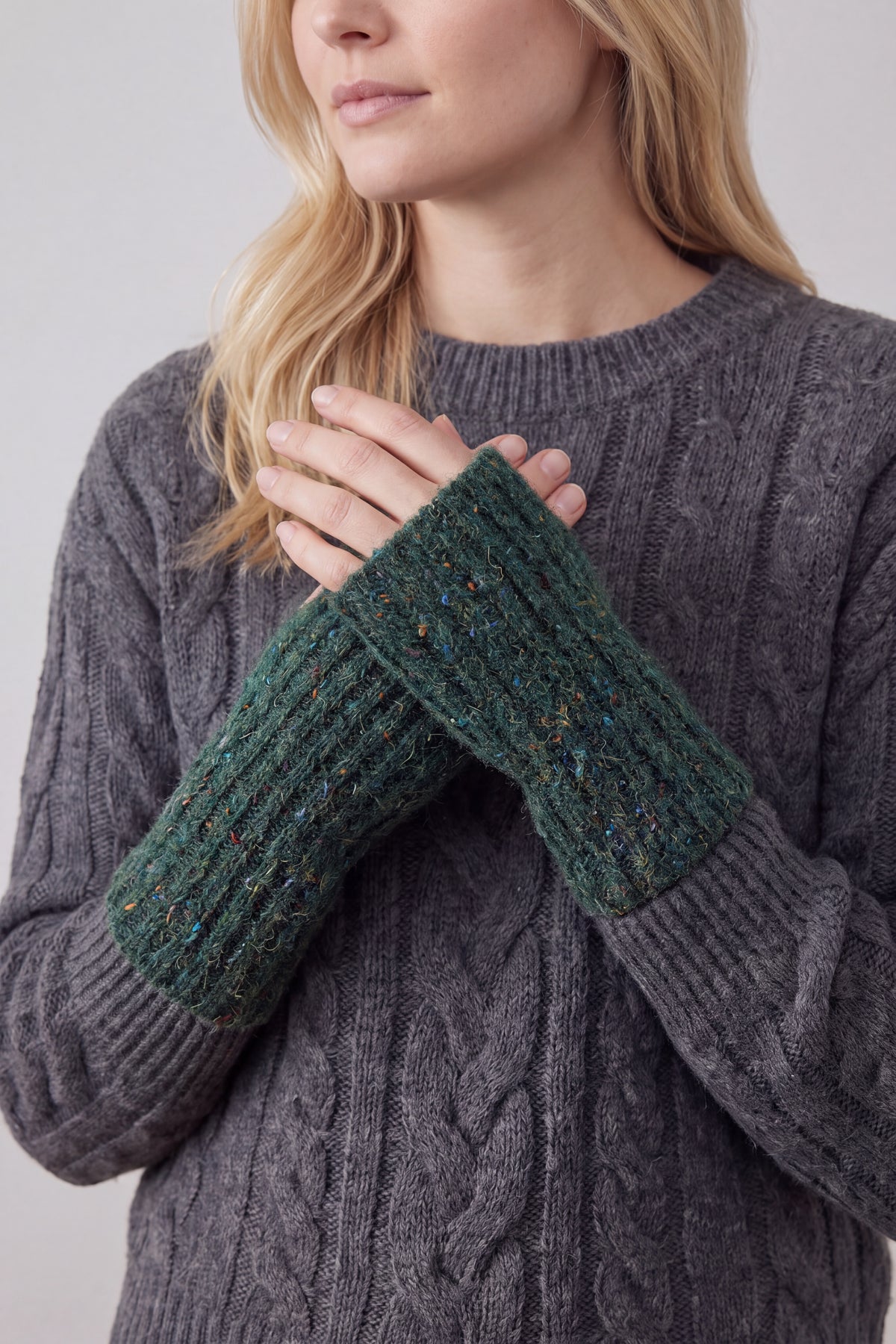 Plain Soft Knitted Fingerless Gloves