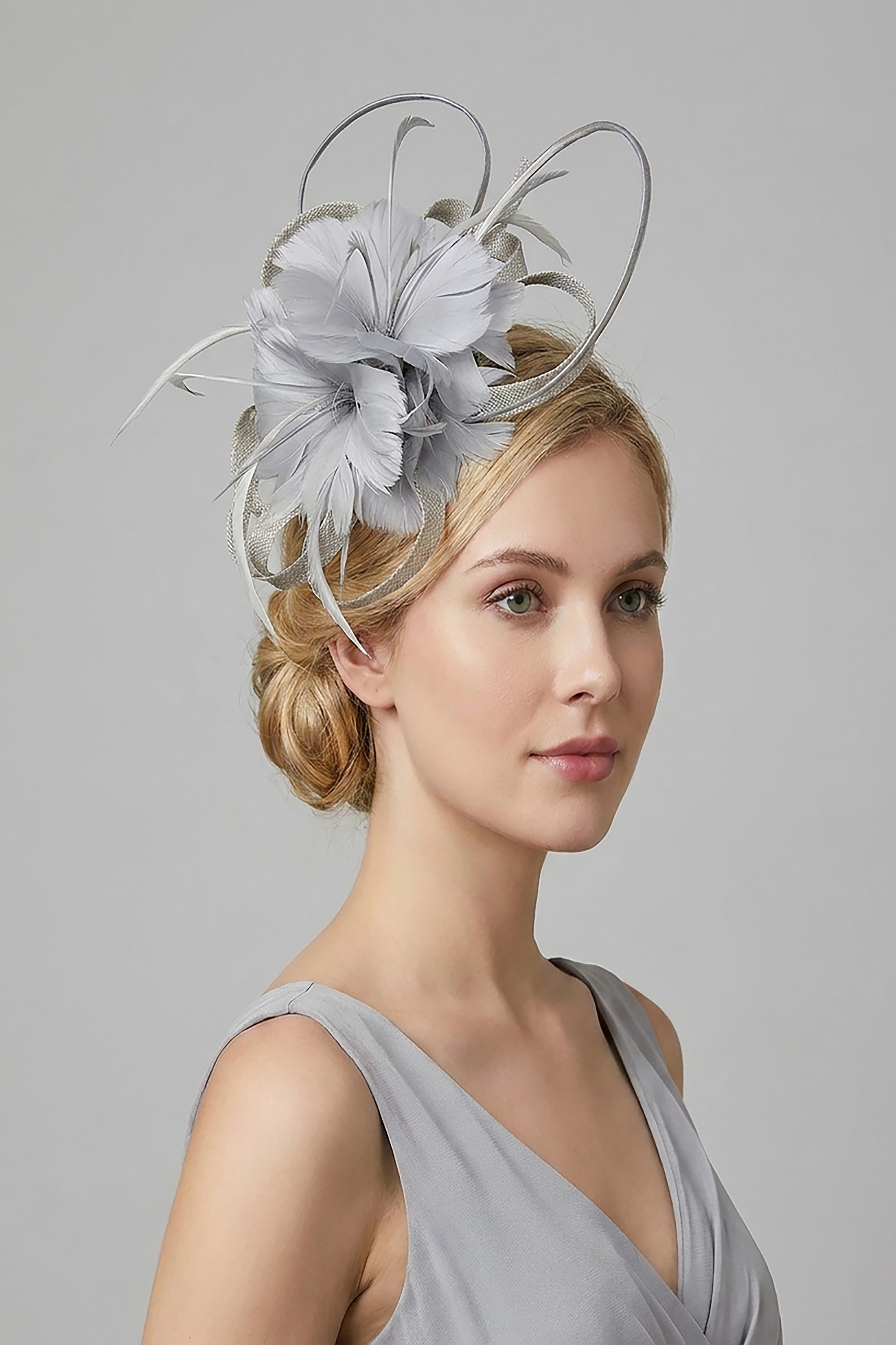 Sinamay Loop & Feather Flower Fascinator