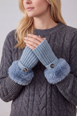 Faux Fur Cuff Bow Touchscreen Gloves