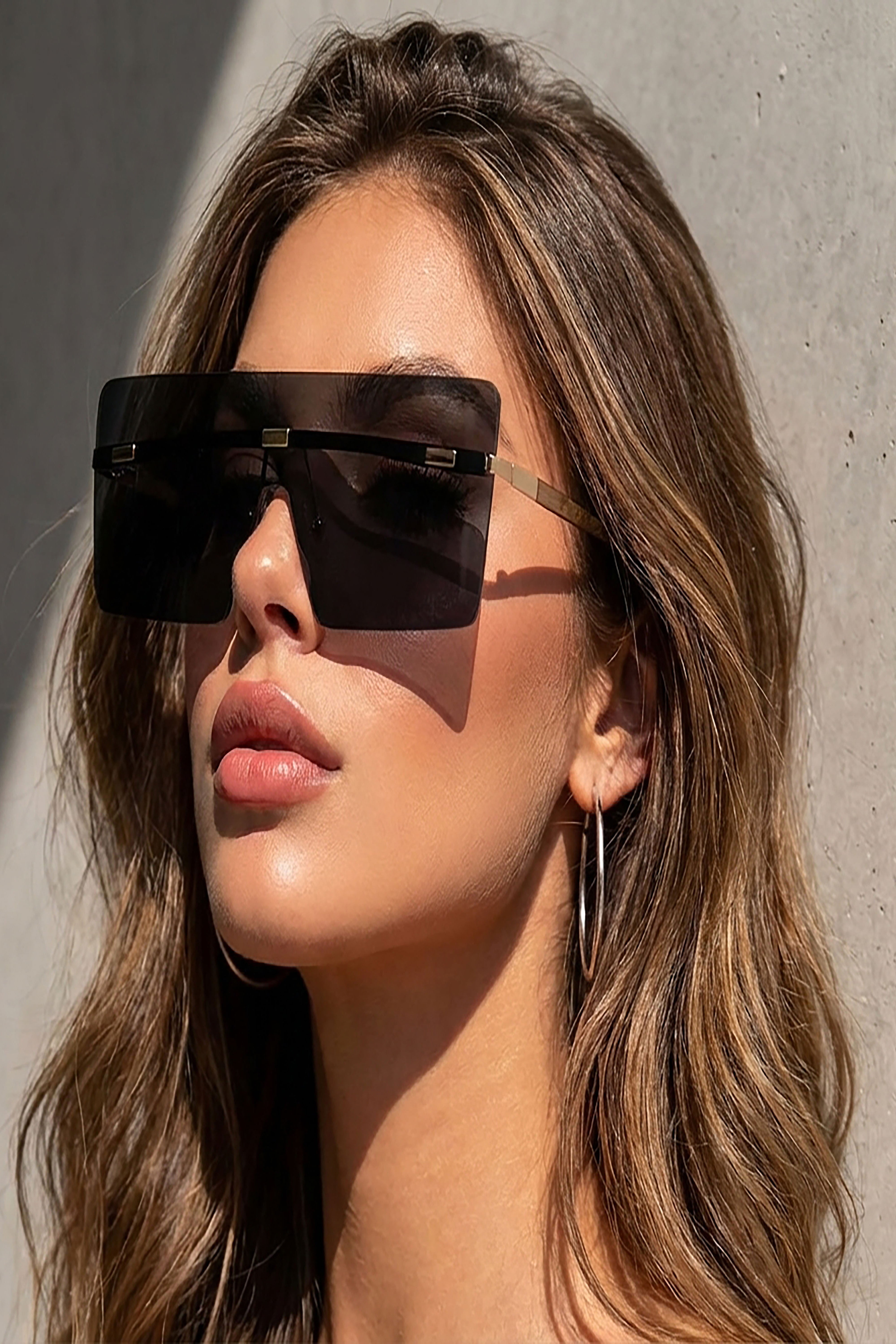 Oversized Rimless Visor Sunglasses
