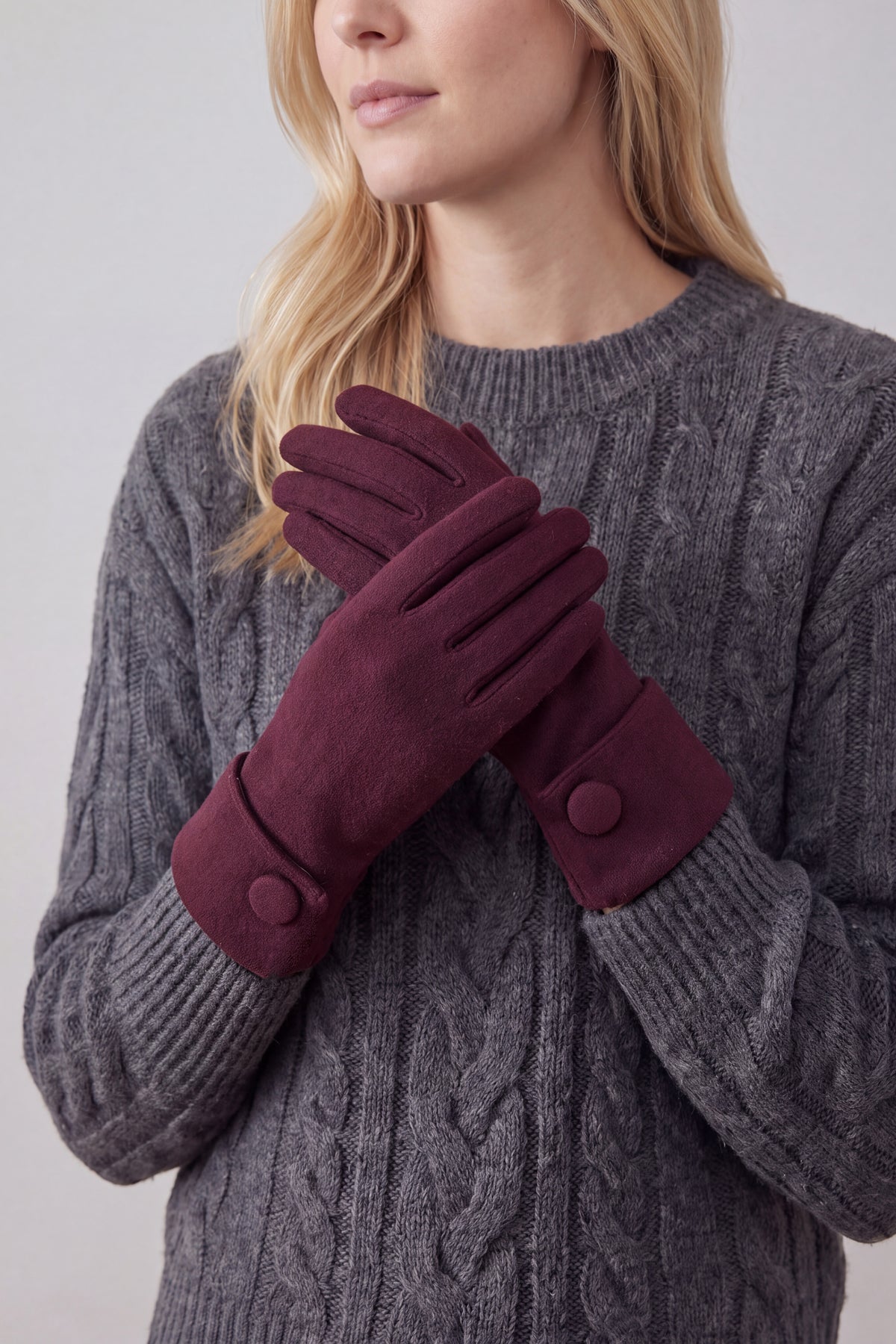 Women’s Classic Button Detail Gloves in Soft Cotton Blend