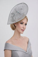 Teardrop Mesh Fascinator with Sculpted Flower Detail