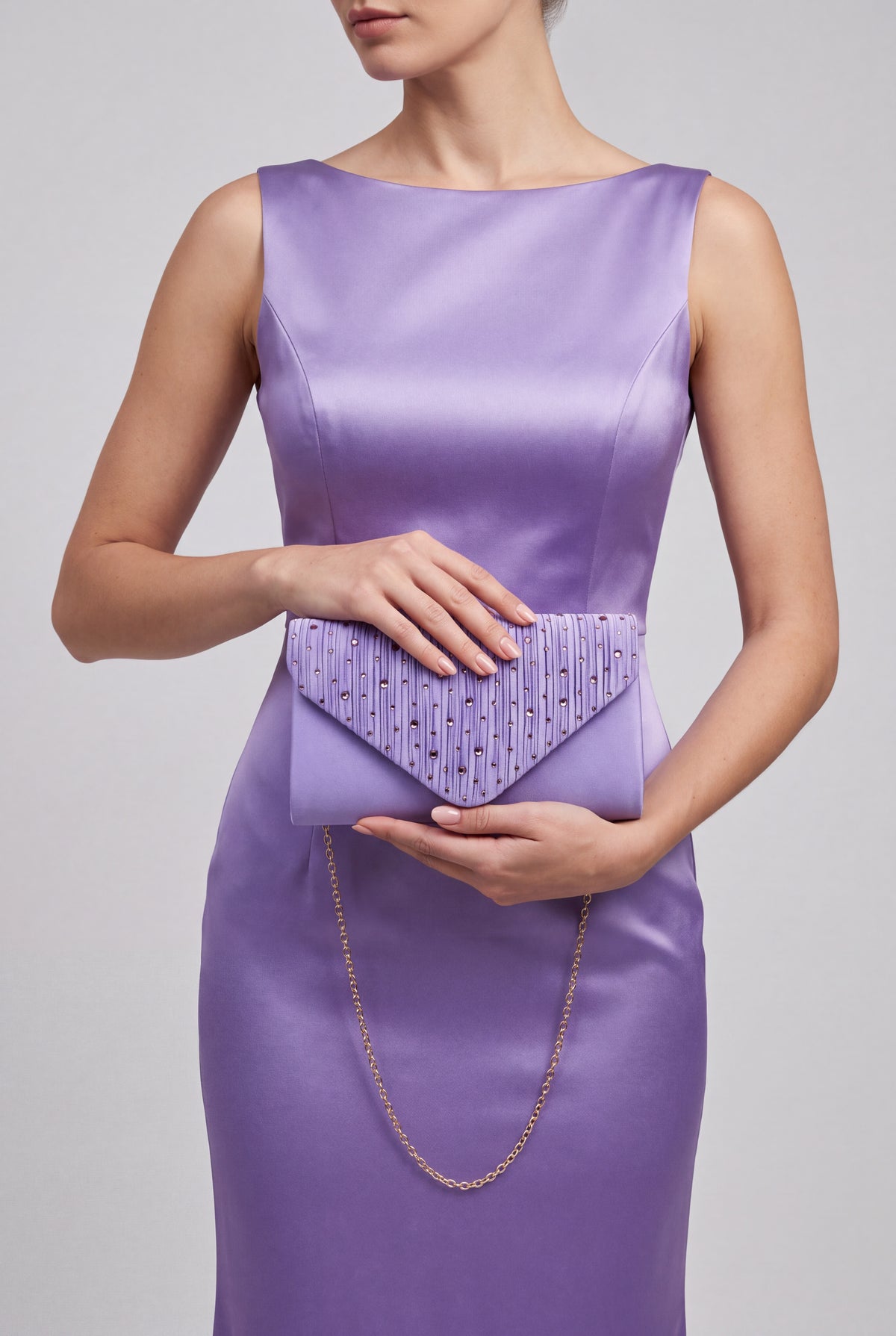 Embellished Envelope Clutch Bag with Gold Chain Strap