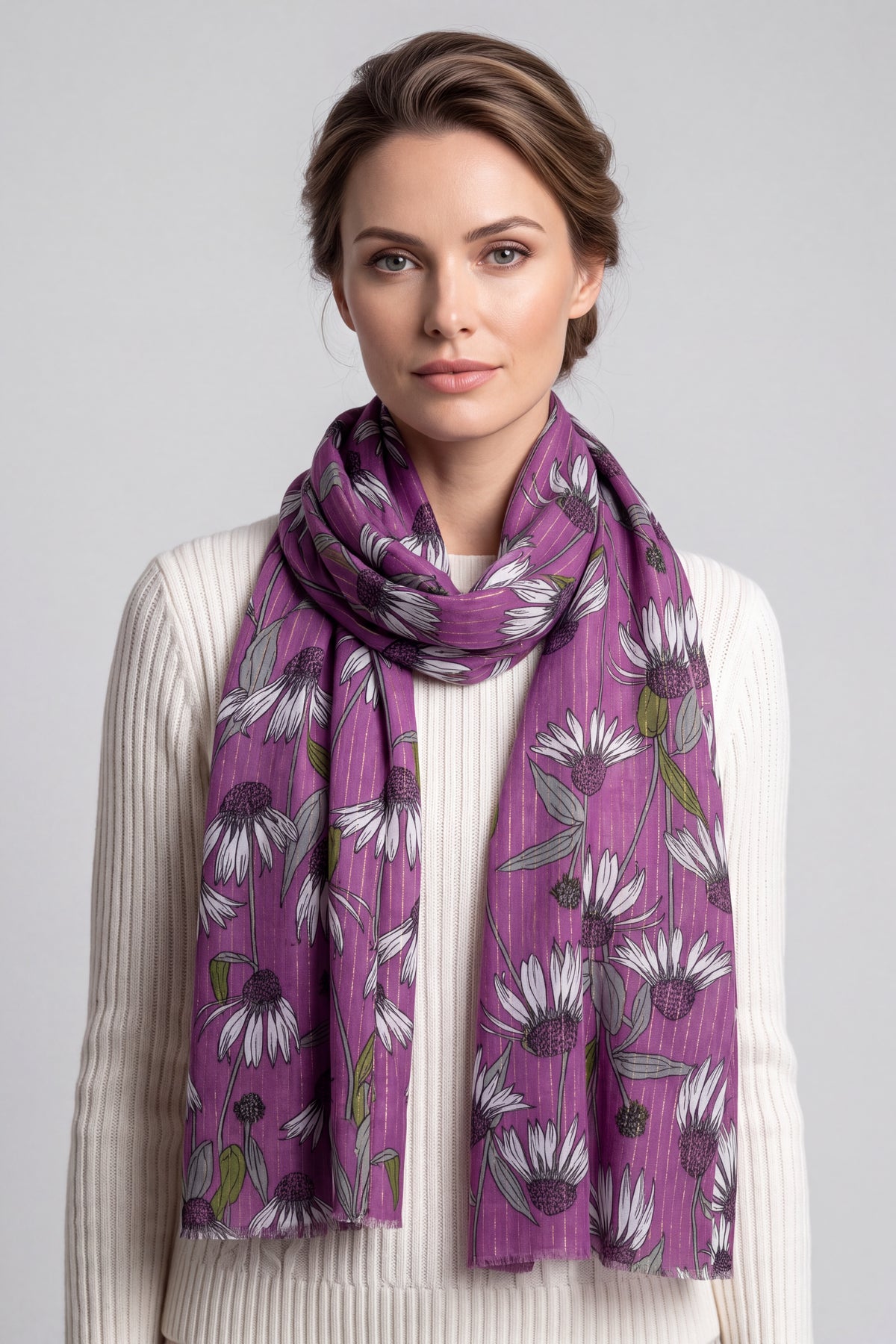 Vintage Floral Print Lightweight Scarf