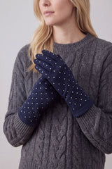 Rhinestone-Detail Soft Touch Touchscreen Glove