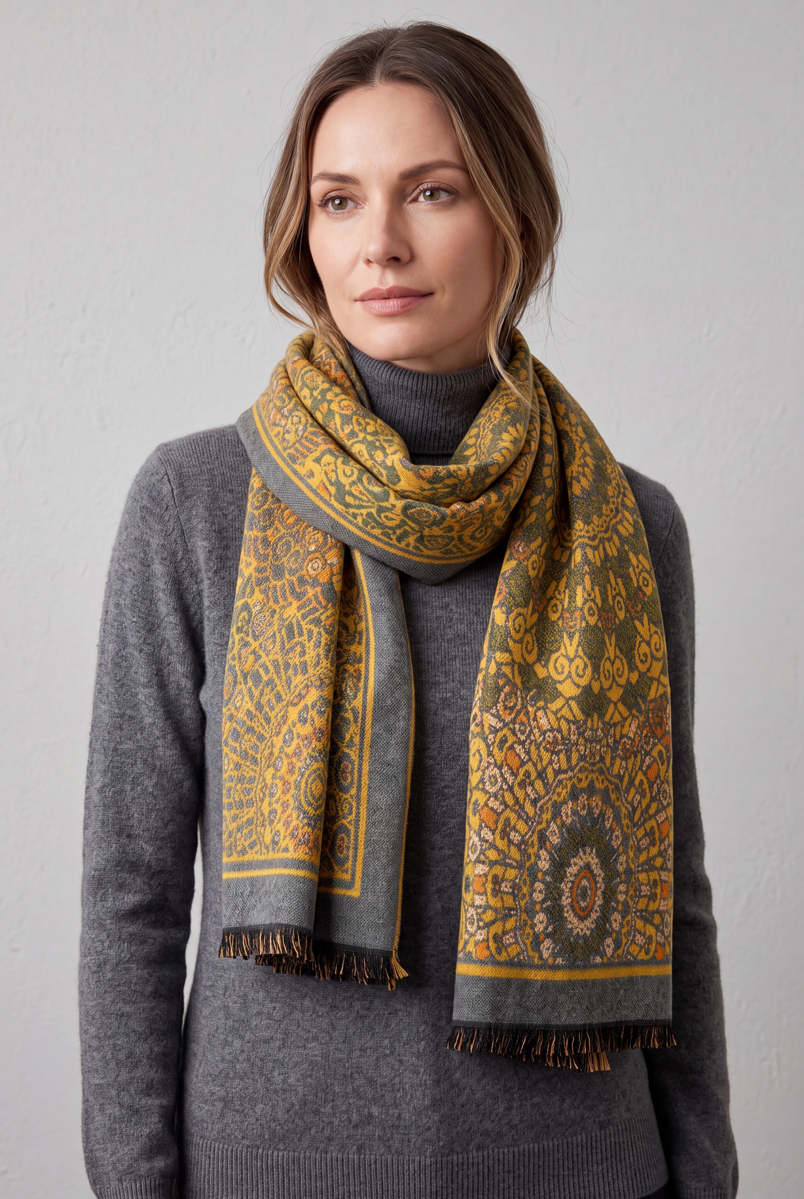 Paisley Pattern Reversible Scarf – Soft Touch, Fringed Edges