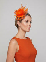 Feather & Mesh Flower Fascinator with clip and hair band