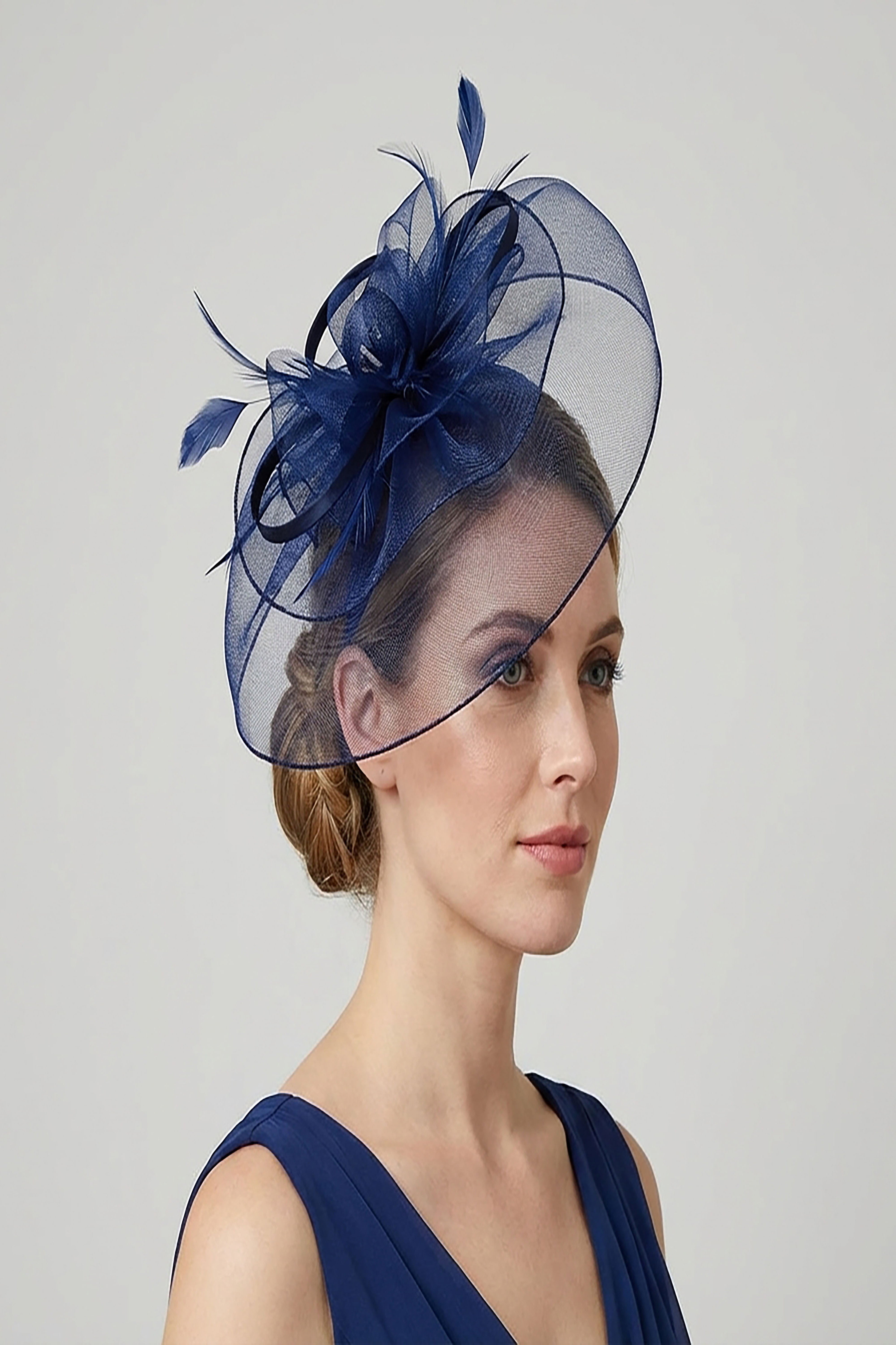 Large Curly Sinamay Fascinator with Feather Flower