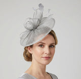 Curled Sinamay Bow Fascinator with Feather Trim Diamonds