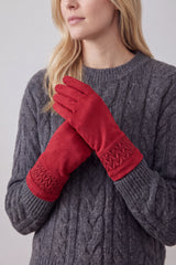 Solid Colour Touch Screen Gloves with Quilted Wrist Detail