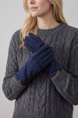 Touchscreen Soft-Touch Gloves with Vintage Button Cuff