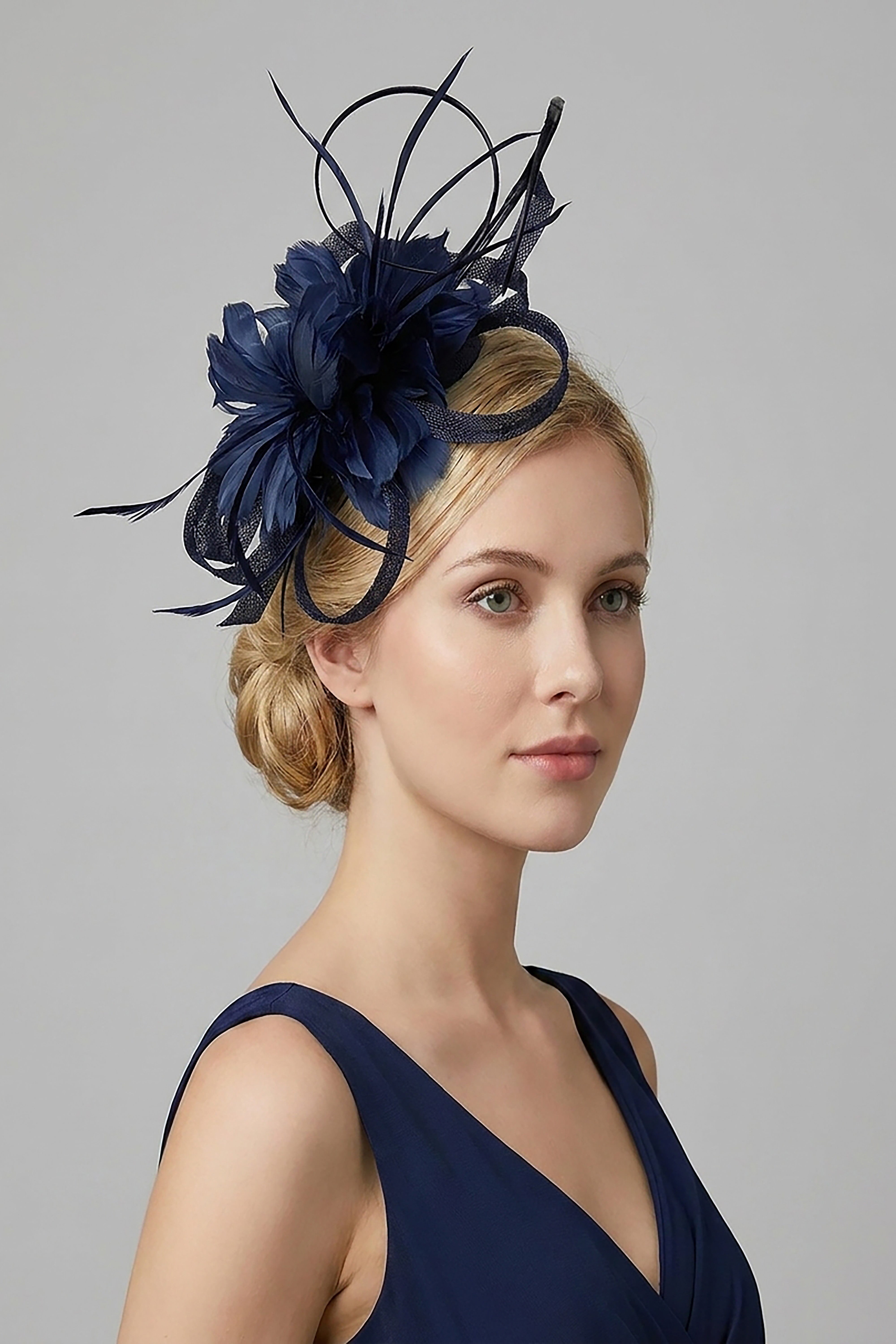 Sinamay Loop & Feather Flower Fascinator