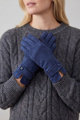Plain Touch Screen Winter Gloves with Single Button Detail on Cuff