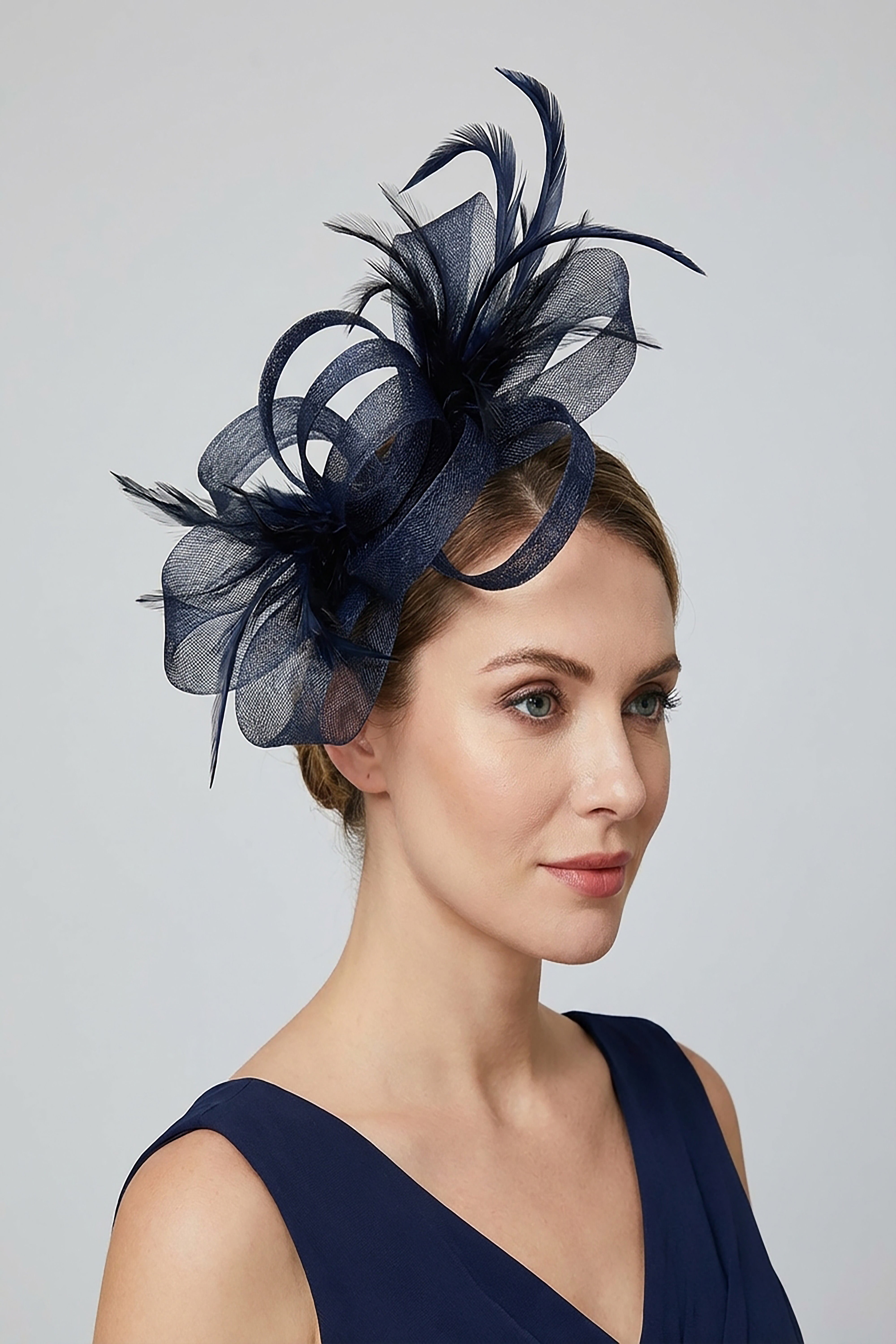 Ladies Loop Bow Feather Fascinator Headband Wedding & Race Day