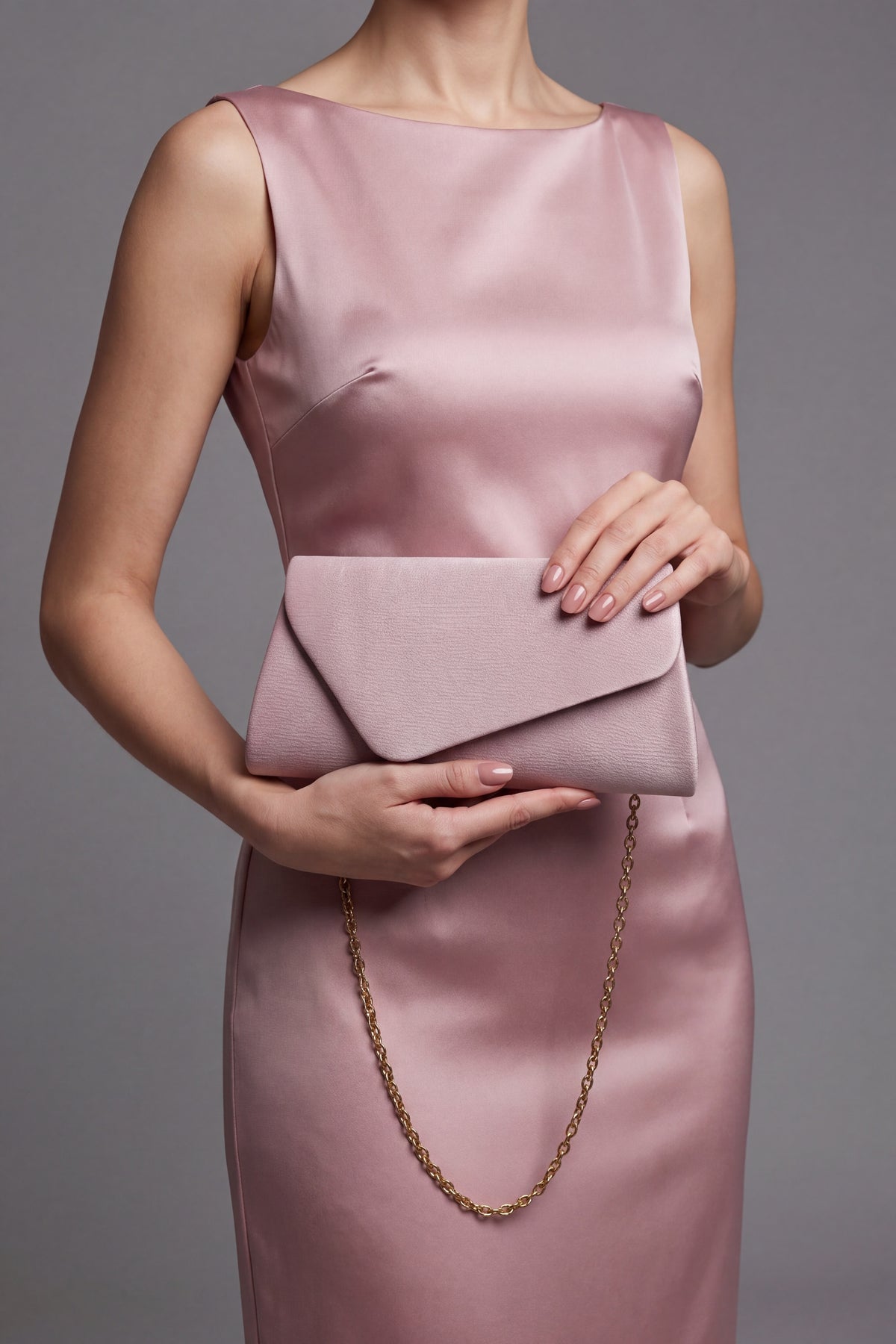 Envelope Clutch Bag with Gold Chain Strap