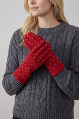 Rhinestone-Detail Soft Touch Touchscreen Glove