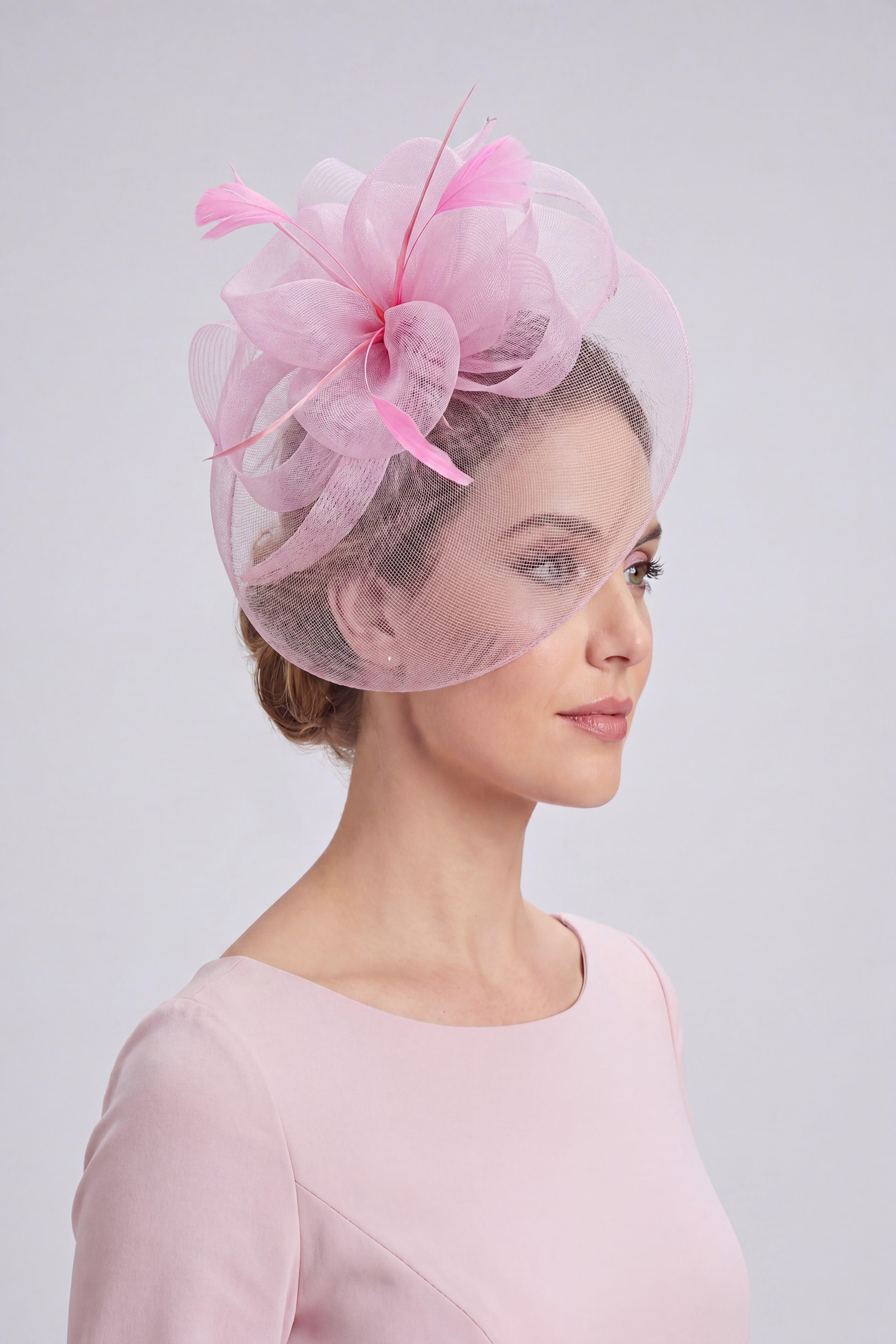 Statement Mesh Occasion Fascinator with Feather Trim