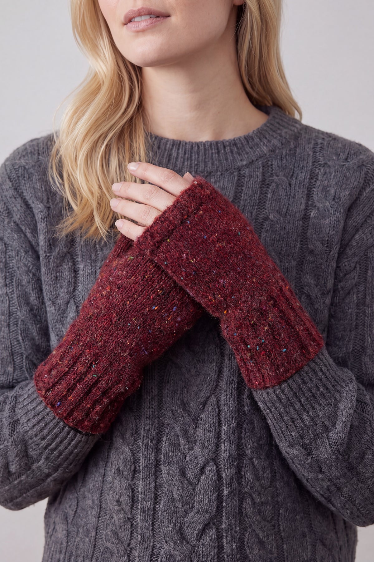 Plain Soft Knitted Fingerless Gloves