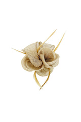 Small Sanity Flower Fascinator with Feather Trim – Dual Wear Brooch & Hair Clip