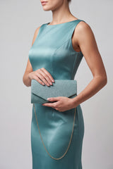 Glitter Envelope Clutch Bag with Gold /Silver Chain Strap
