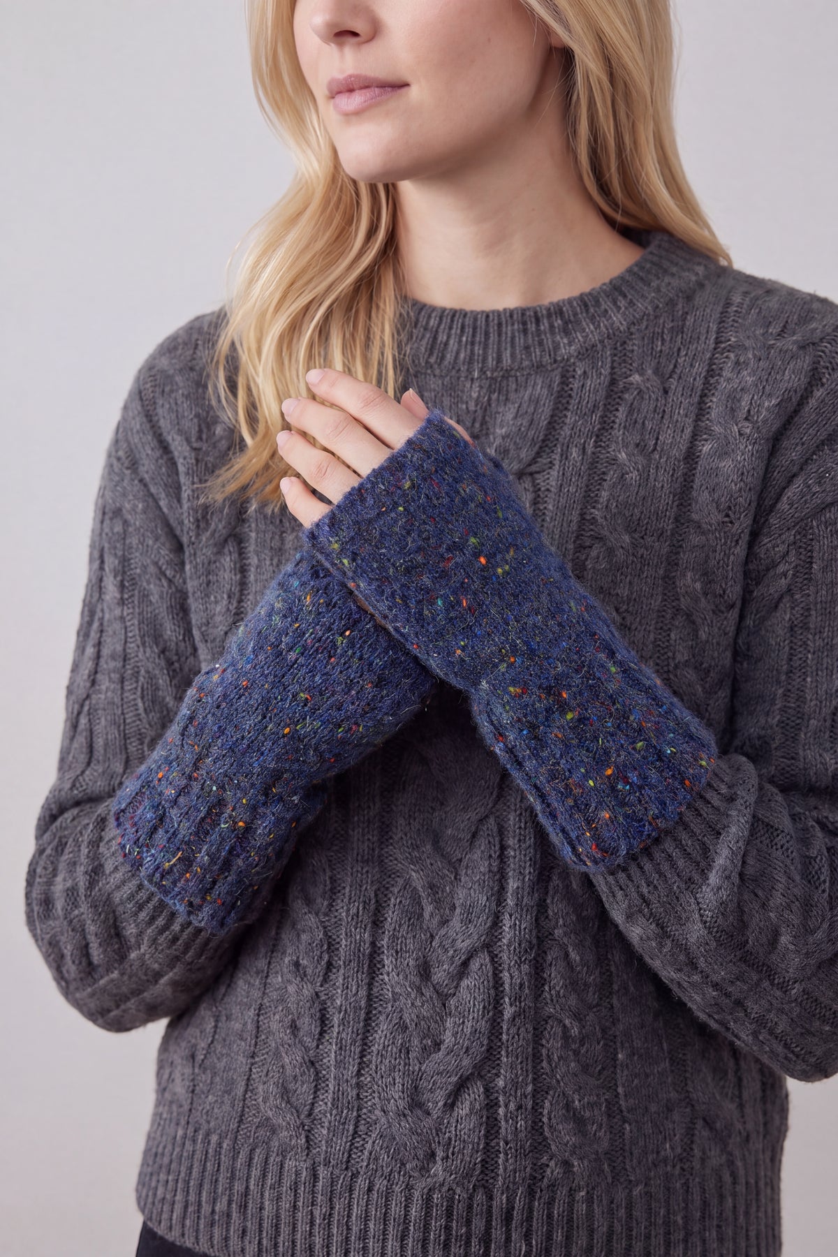 Plain Soft Knitted Fingerless Gloves