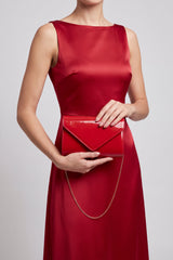 Patent Envelope Clutch Bag with Gold / Silver Chain Strap