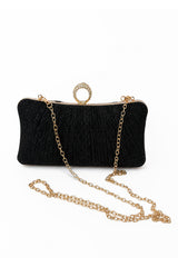 Women’s Glitter Pleated Ring Clasp Evening Clutch Bag