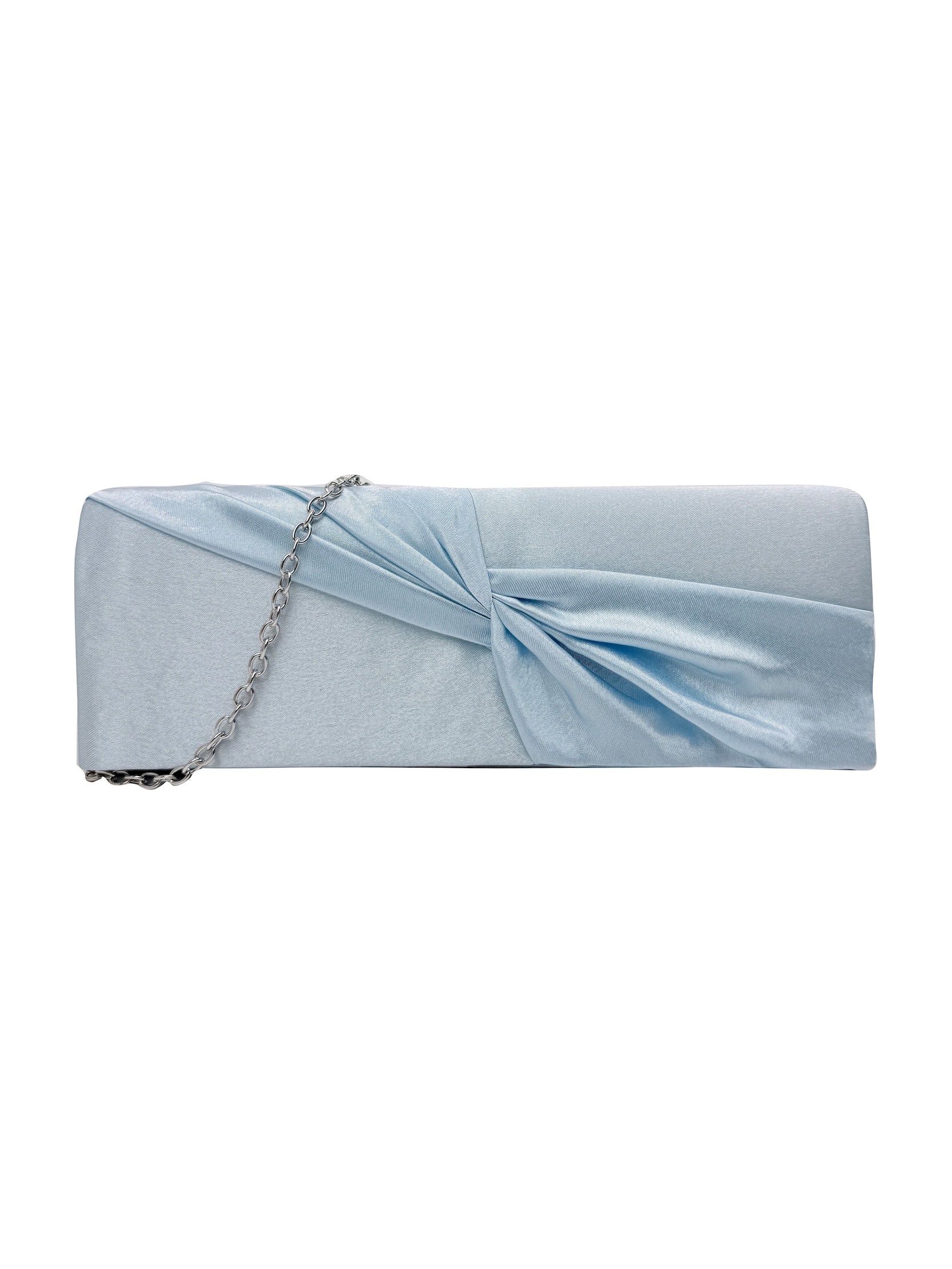 Luxury Satin Twist Knot Evening Clutch Bag with Detachable Chain