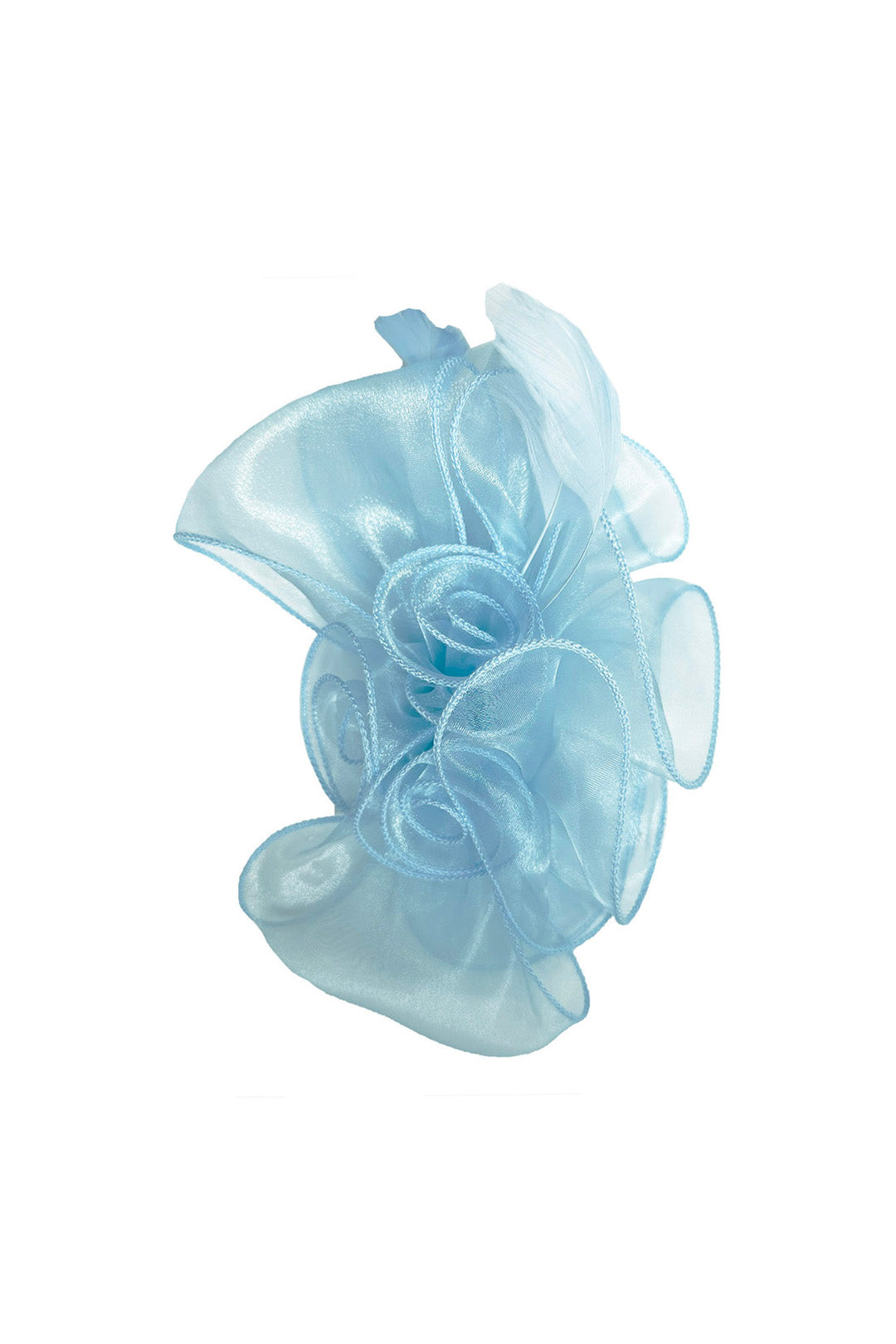 Elegant Organza Floral Fascinator with Feather Detail