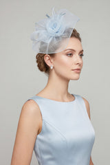 Curly Sinamay Fascinator with Feather Flower