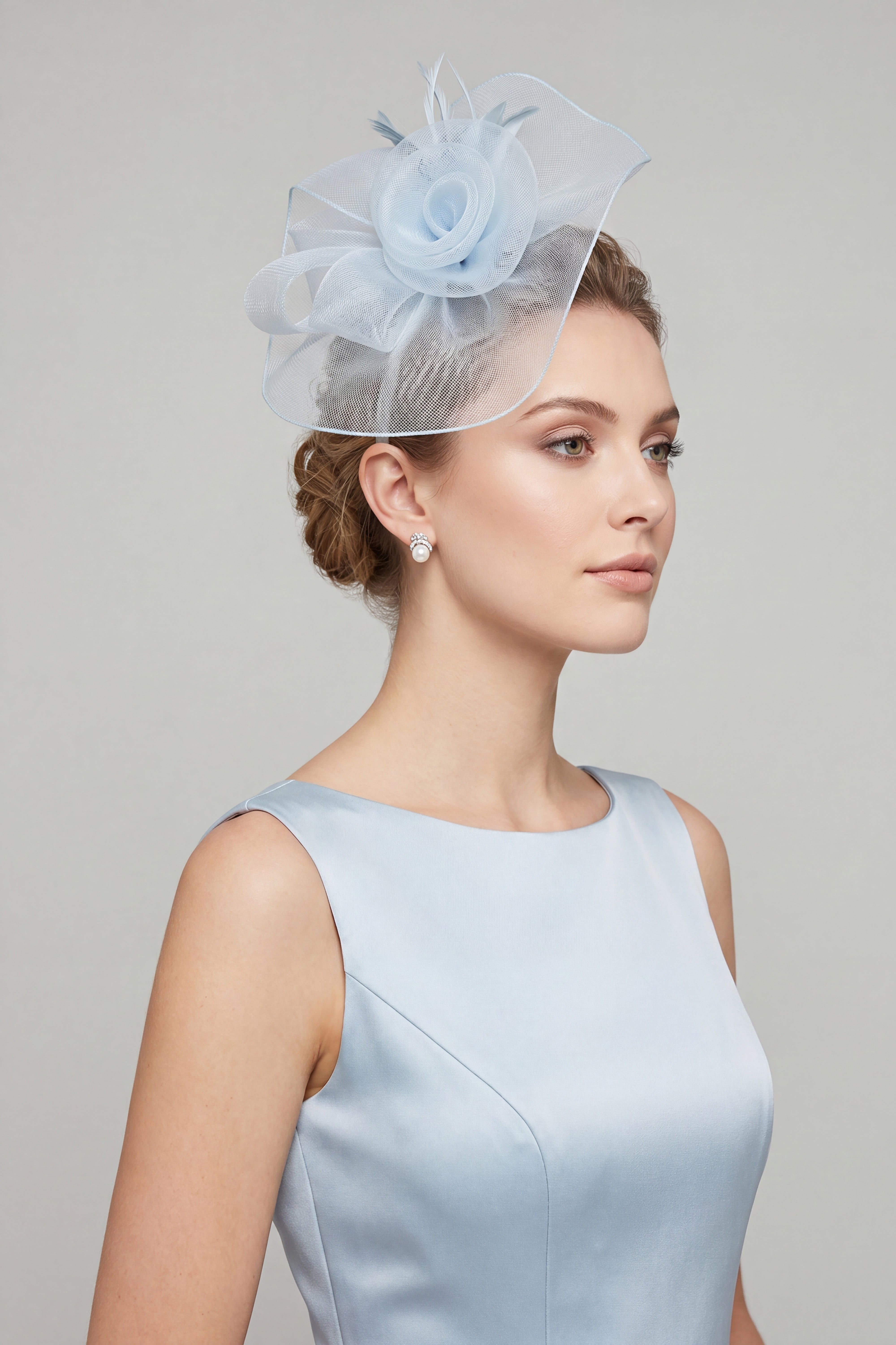 Curly Sinamay Fascinator with Feather Flower