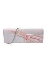 Luxury Satin Twist Knot Evening Clutch Bag with Detachable Chain