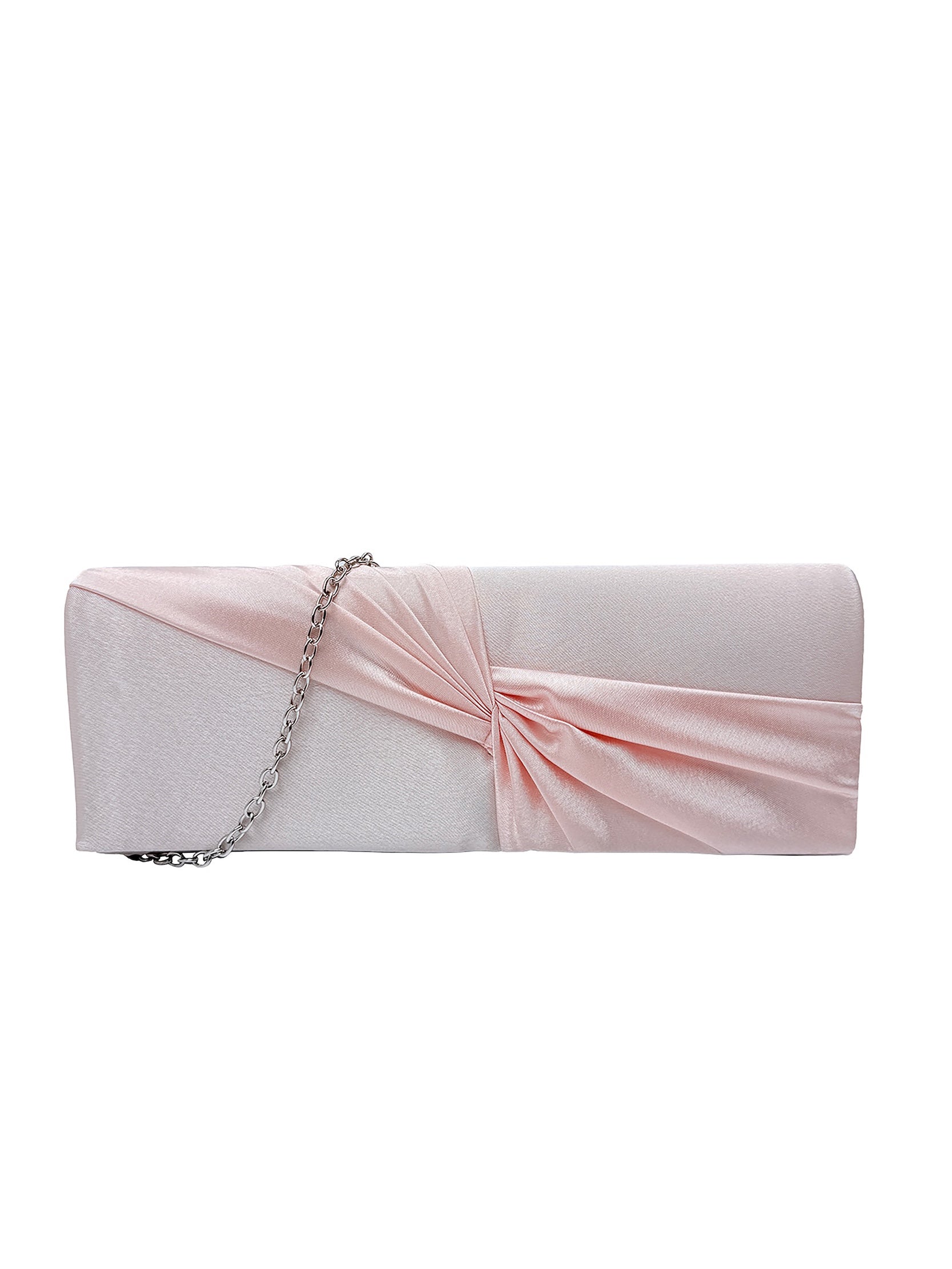 Luxury Satin Twist Knot Evening Clutch Bag with Detachable Chain