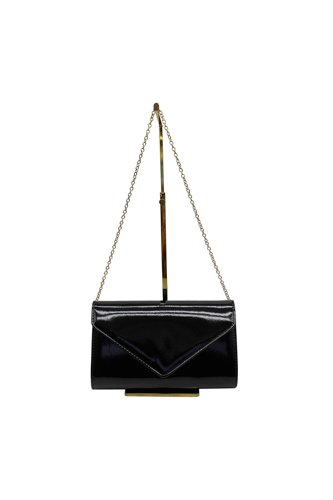 Patent Envelope Clutch Bag with Gold Chain Strap