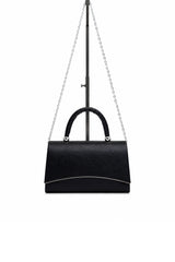 Women’s Metallic Textured Top Handle Occasion Bag with Chain Strap
