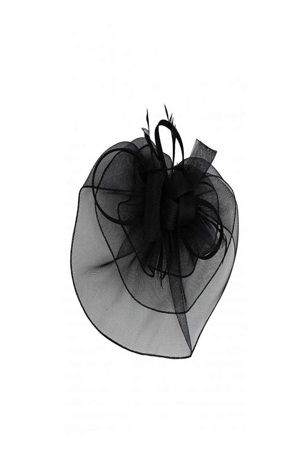 Large Curly Sinamay Fascinator with Feather Flower