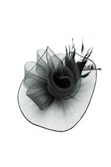 Curly Sinamay Fascinator with Feather Flower